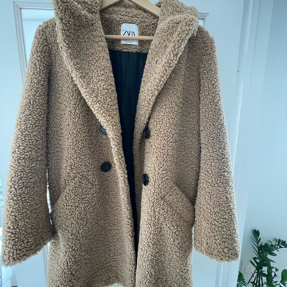 Zara Tan Teddy Jacket - Picture 6 of 9